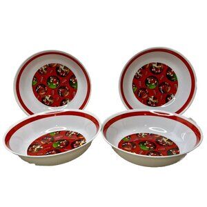 Set Of 4 Gibson Coca-Cola Melamine Bowls Santa And Coke 9.75” Diameter